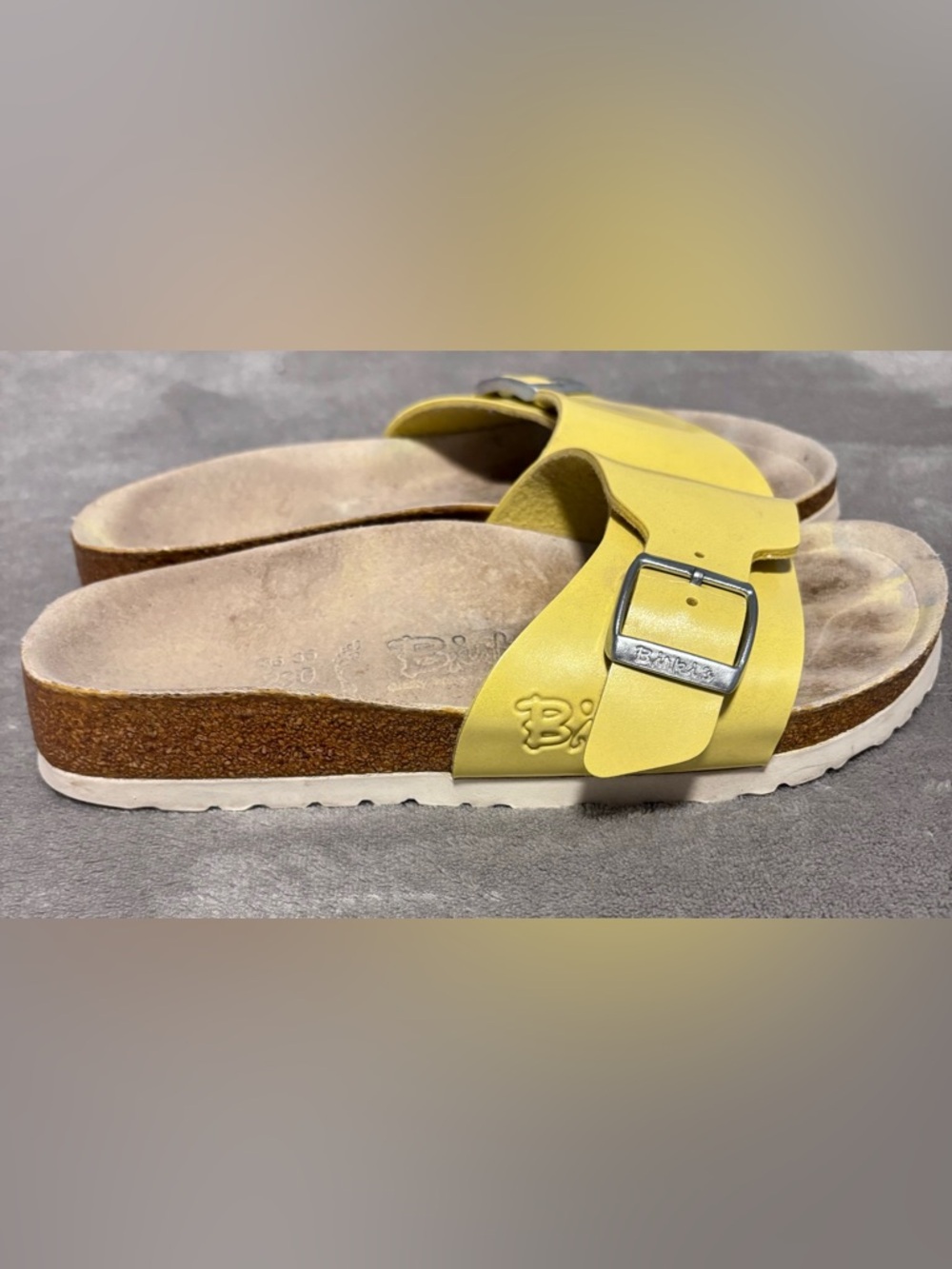 Yellow Adjustable Buckle Slide Sandals for Women